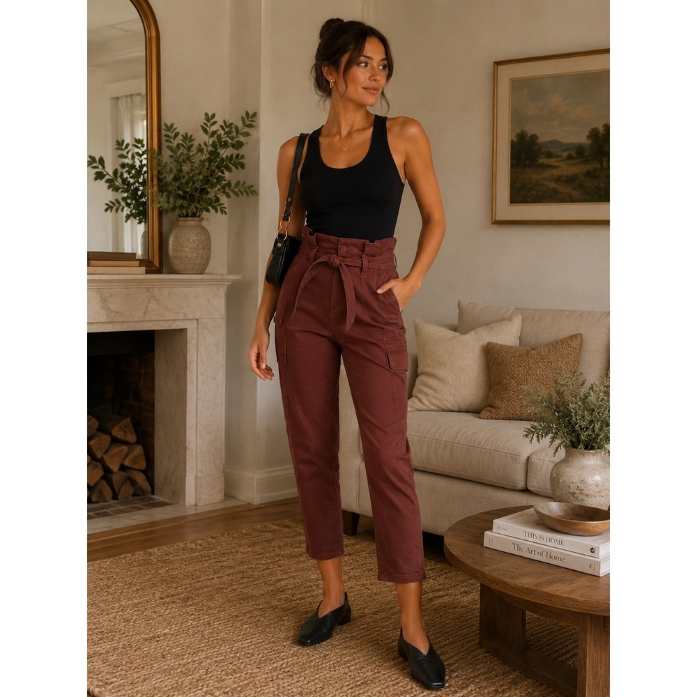 Marissa Webb Collective Pants Women 16 Brown Orange Cargo Utility Gorpcore